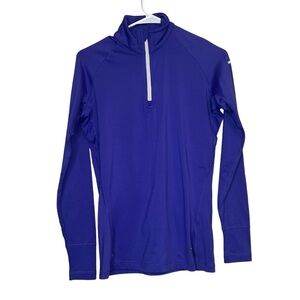 Nike Fit Nike Pro Womens Purple 1/4 Zip Shirt Size Medium Long Sleeve Running